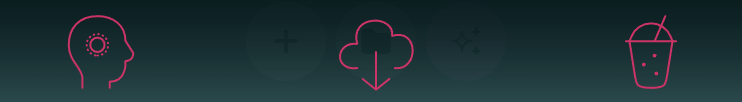 Three pink outline icons as a styling example